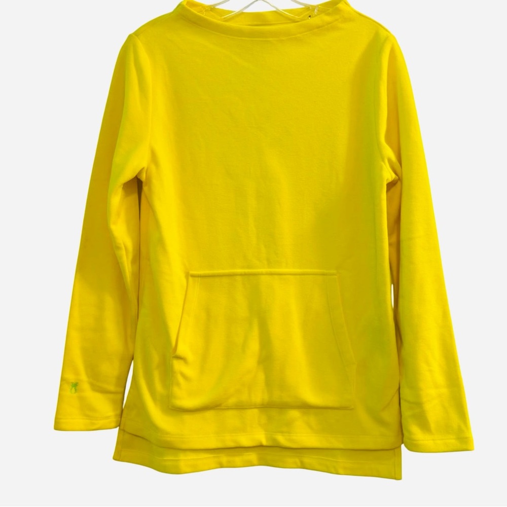 DUDLEY STEPHENS Highland Fleece Bright Yellow Mini Mock Neck Sweatshirt Top